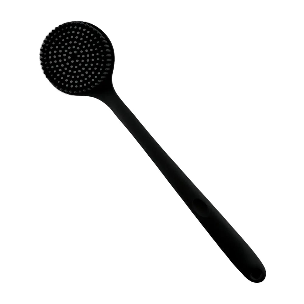 Silicone Scrubber Long Handle Exfoliating Shower Brush Double Sided Back Cleaning Dirt Remover Massage Bathing Body Skin Care